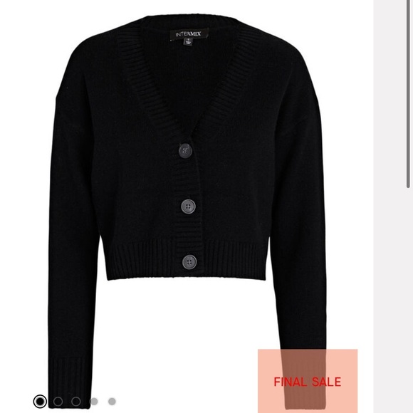INTERMIX Grethel Wool Cashmere Cardigan Black Sweater Crop Sz P XS - Picture 9 of 12